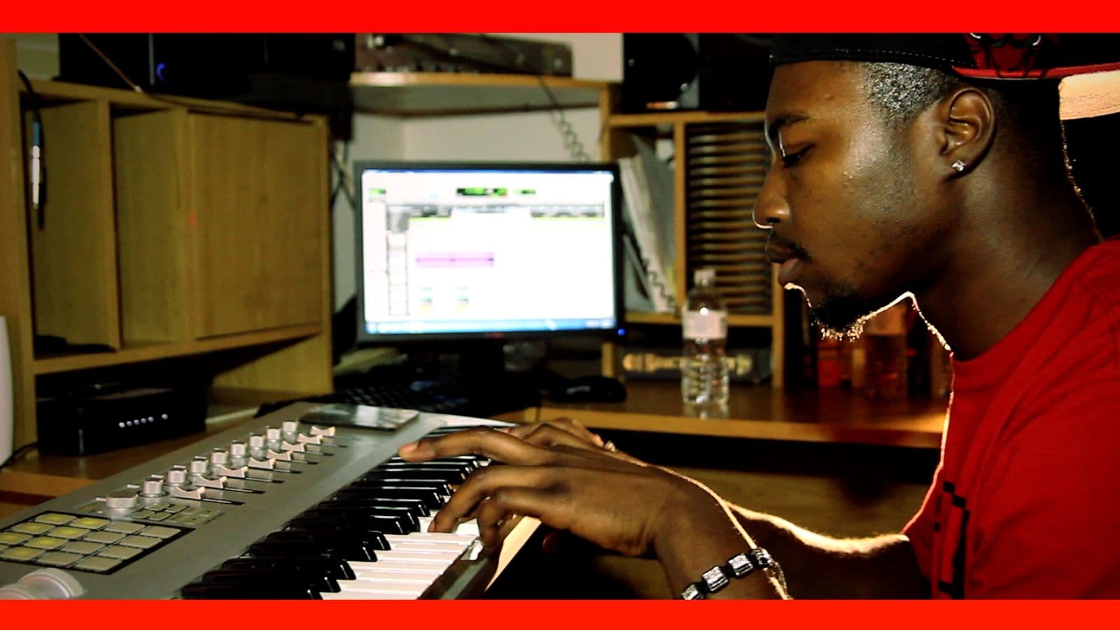 S.Burley producing in the studio
